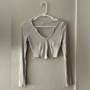 cropped notch front long sleeve